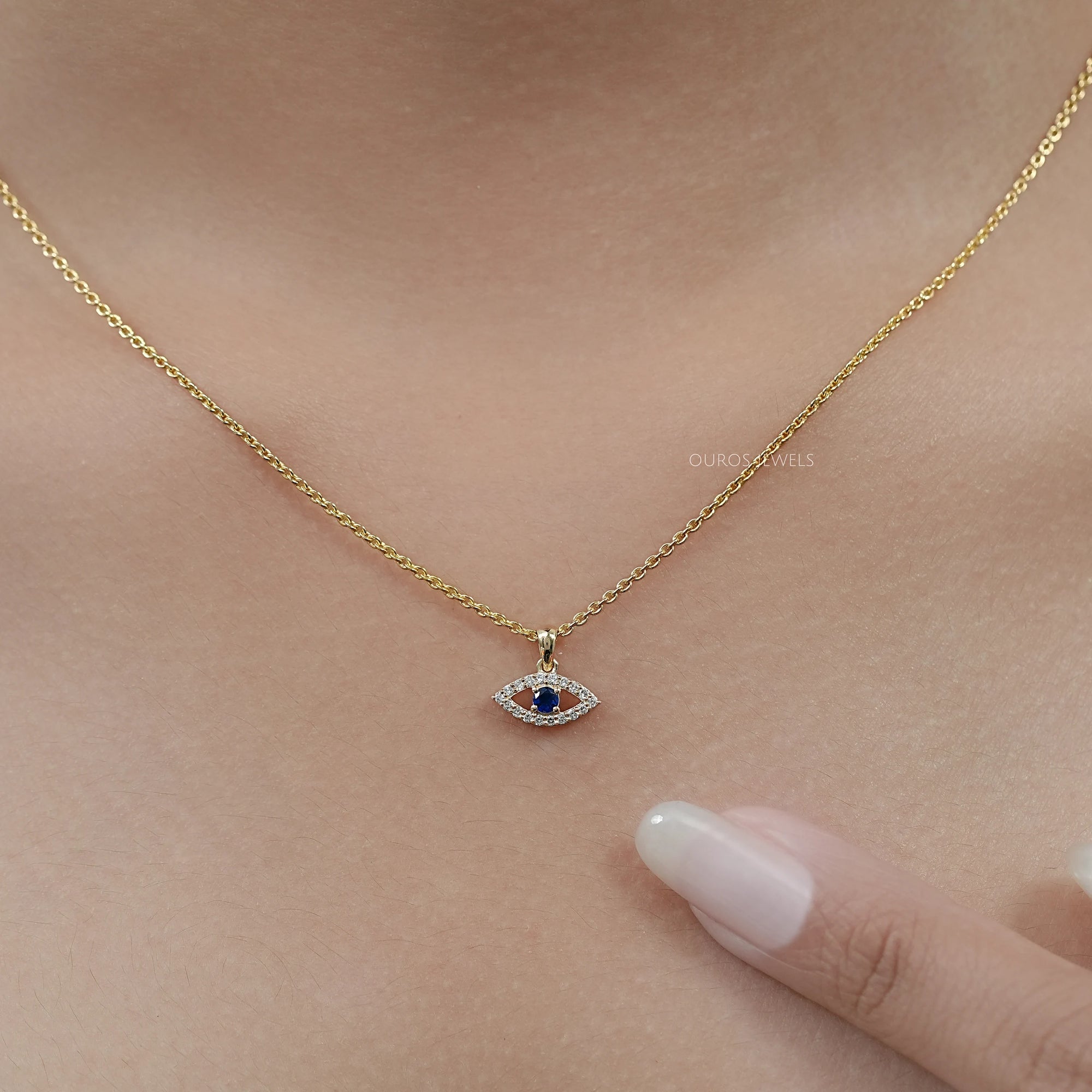 Birth Stone Evil Eye Lab Diamond Pendant