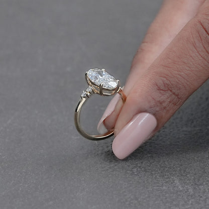 Moval Cut Accent Diamond Engagement Ring