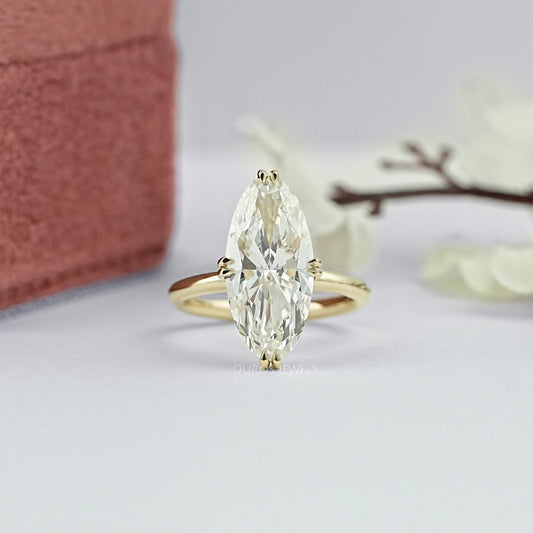 Moval Cut Lab Diamond Hidden Halo Ring Ring