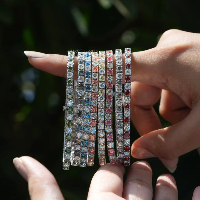 Fancy Colored Round Diamond Tennis Bracelets
