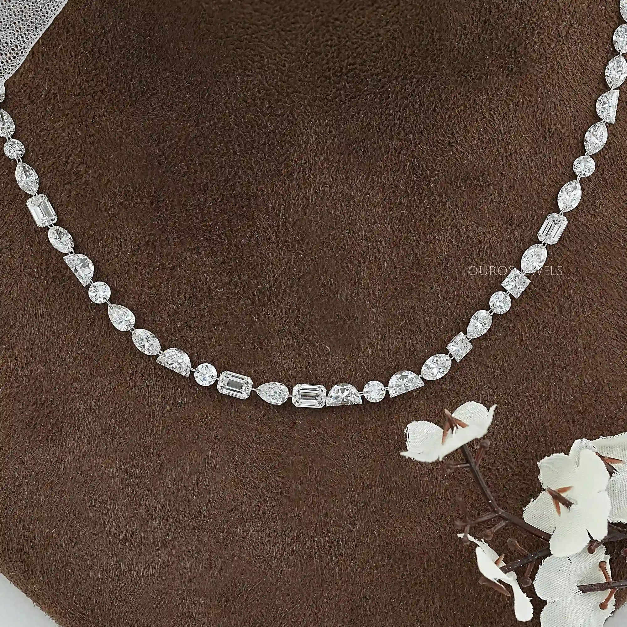 Emerald Cut Lab Grown Diamond Tennis Necklace