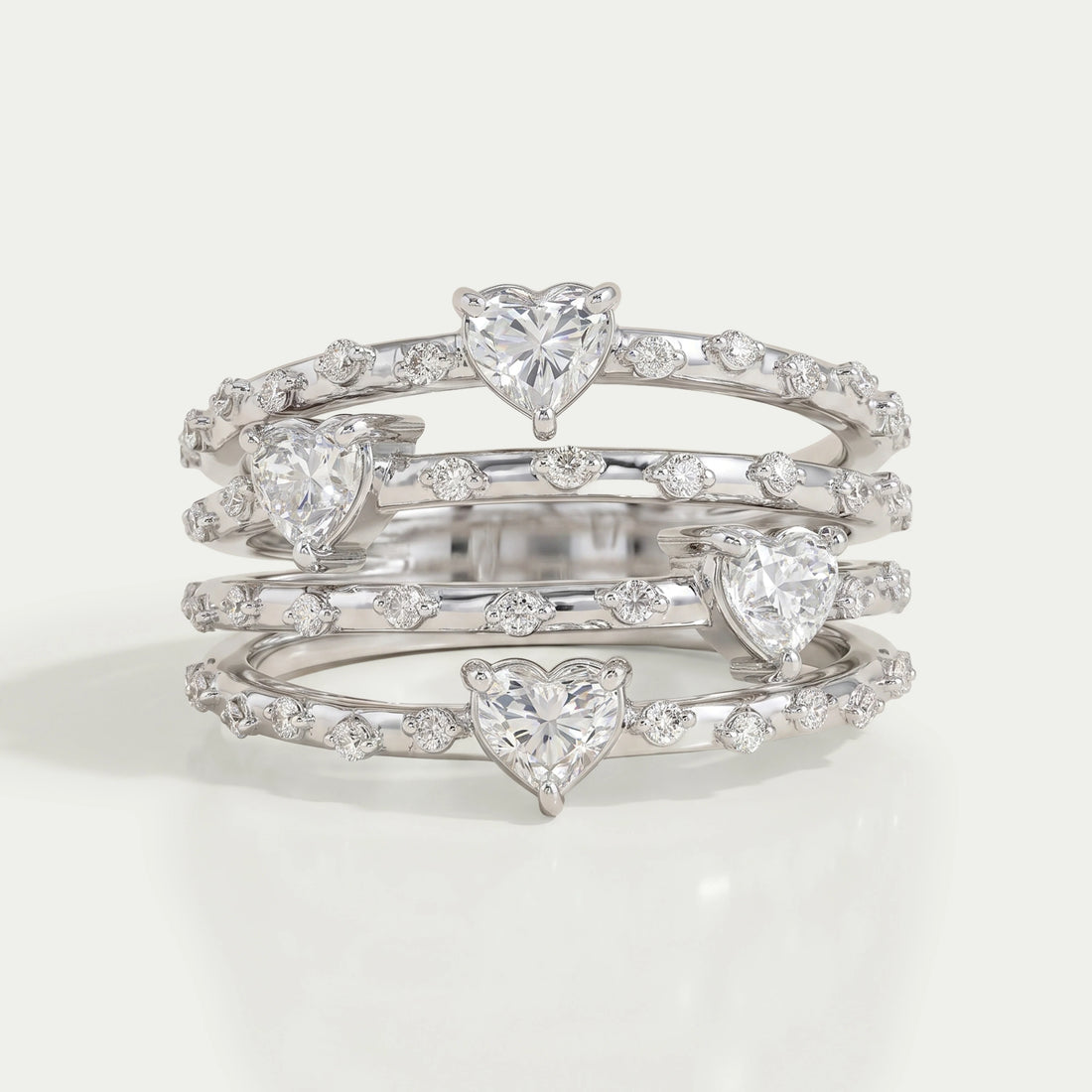 Multi Row Heart Diamond Anniversary Ring Ring