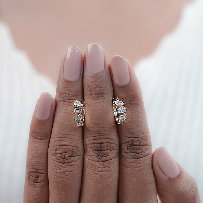 Multi Shape Lab Made Diamond Hoops Earrings