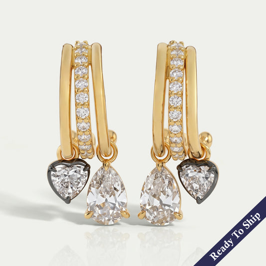 Multi Shape Diamond Tripset C Hoop Earrings Earring