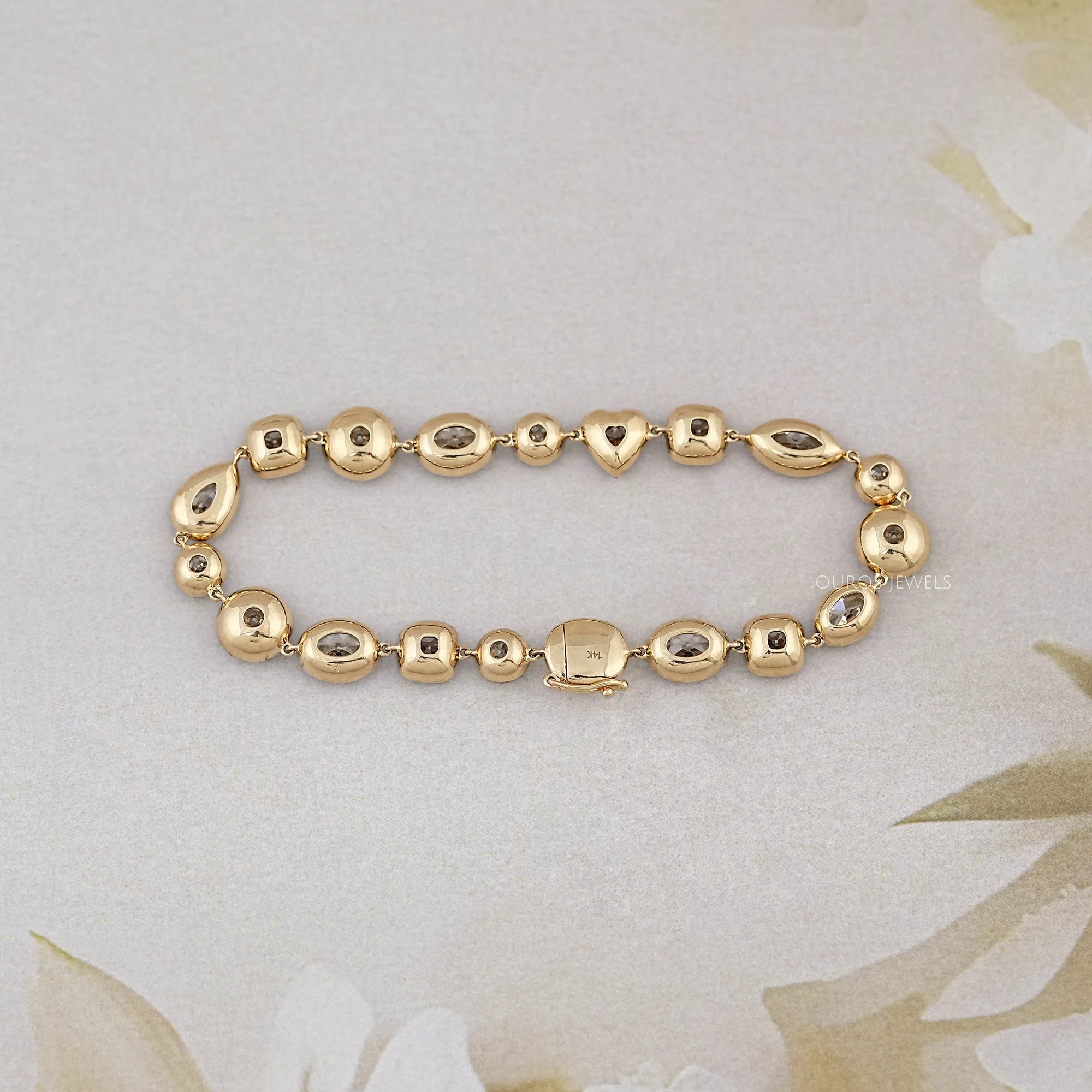 Multi Lab Diamond Bezel Set Solitaire Chain Bracelet 
