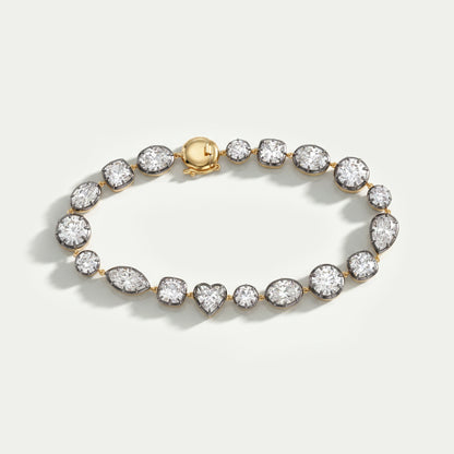Multi Lab Diamond Bezel Set Solitaire Chain Bracelet 