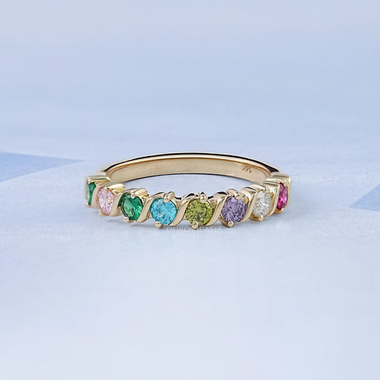 Rainbow Multi-colored Six Stone Band 