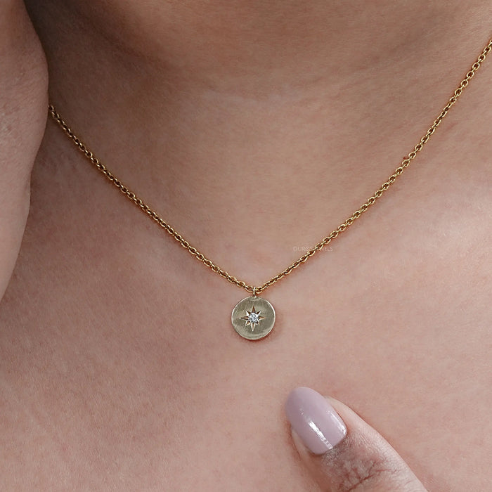 Star Round Shape Lab Diamond Solitaire Pendant