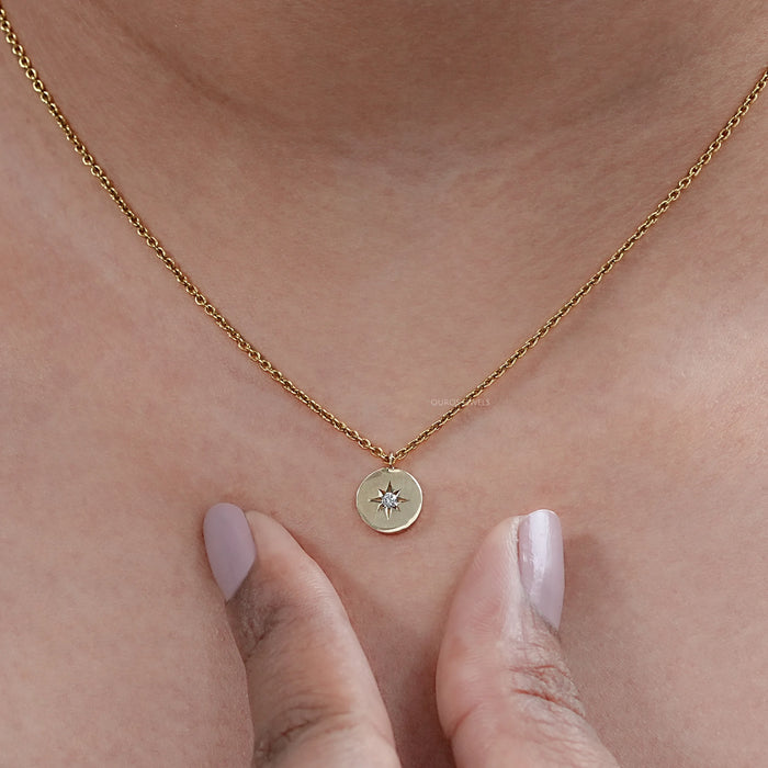 Star Round Shape Lab Diamond Solitaire Pendant