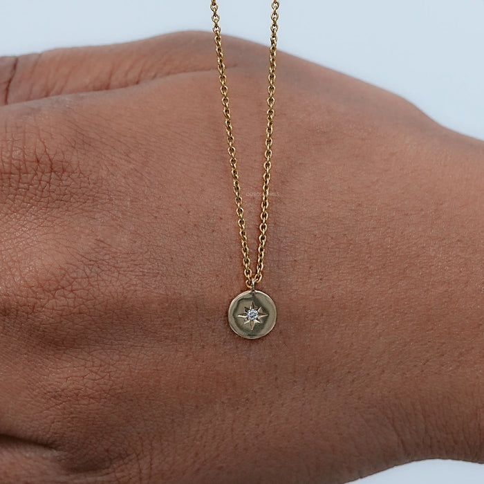 Star Round Shape Lab Diamond Solitaire Pendant