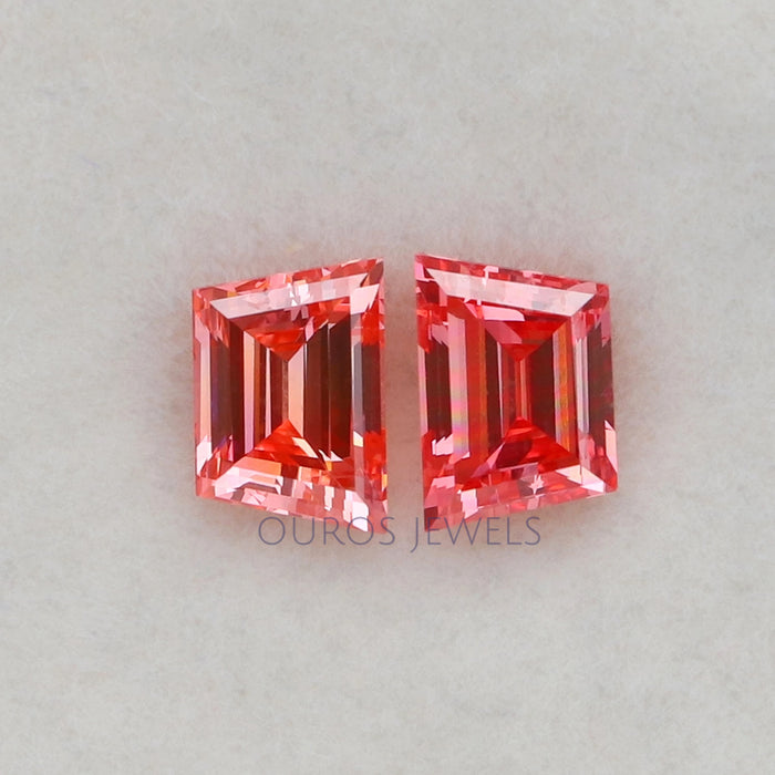 Fancy Pink trapezoid Cut Lab Diamond Pair