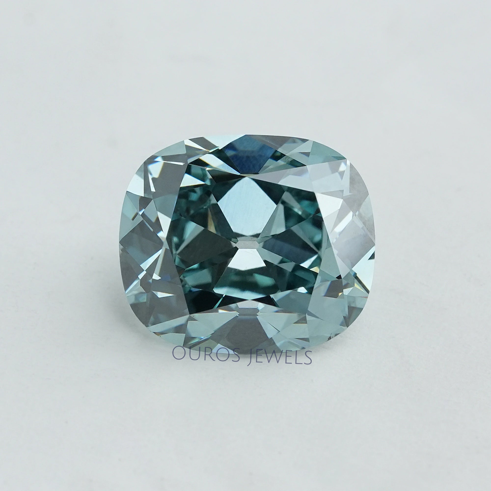 7.16 Carat Fancy Vivid Bluish Green Cushion Cut Lab Diamond Loose