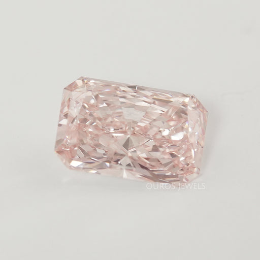 front view of fancy vivid pink radiant shape loose lab grown diamond