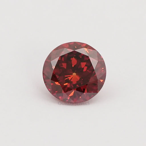 front view of red portuguese round shaped lab grown diamond