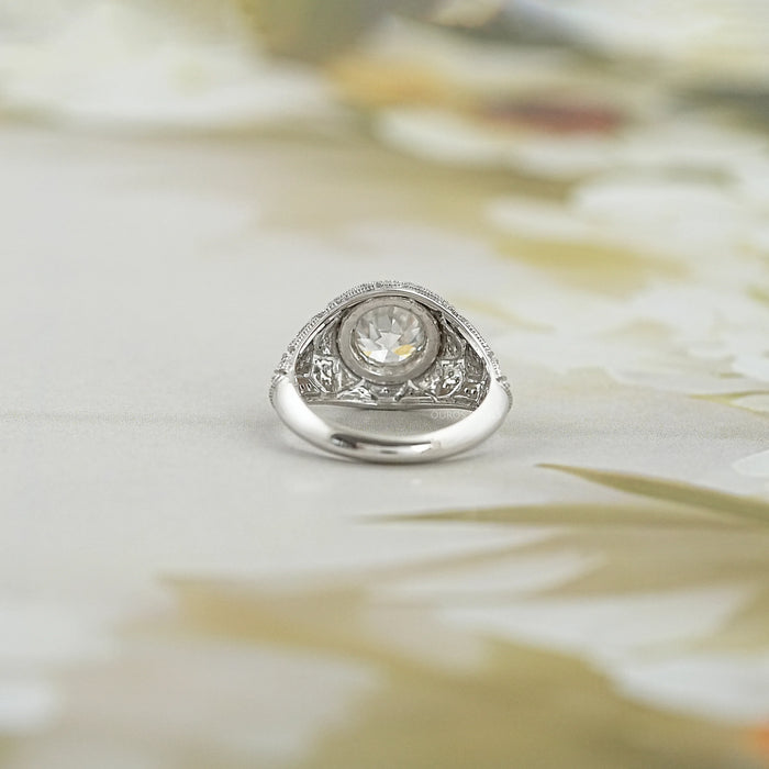 Old European Round Cut With Milgrain Work Ring