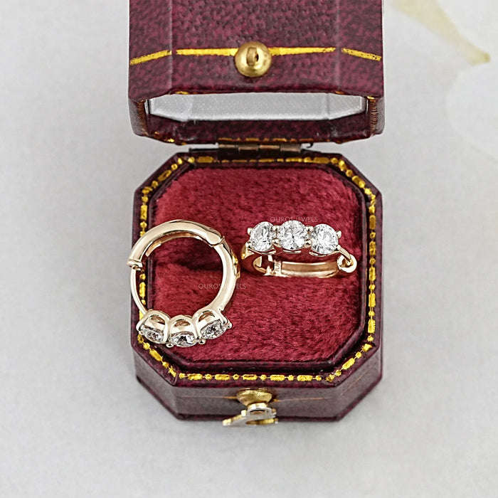 Antique OEC Round Diamond Cuff Hoops