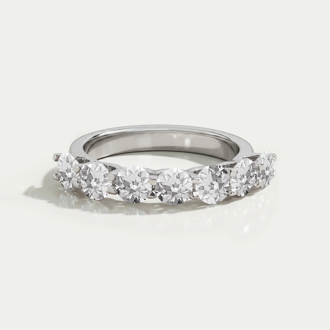 Seven Stone Old European Round Diamond Wedding Band Rings