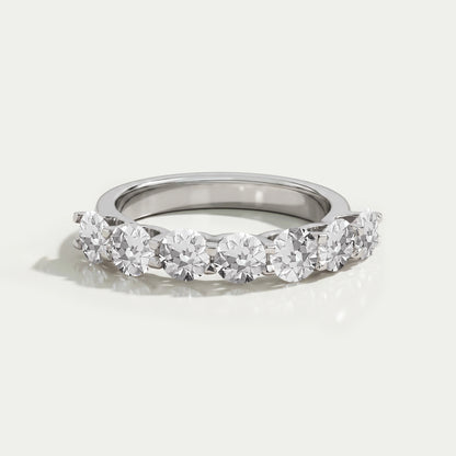 Seven Stone Old European Round Diamond Wedding Band Rings