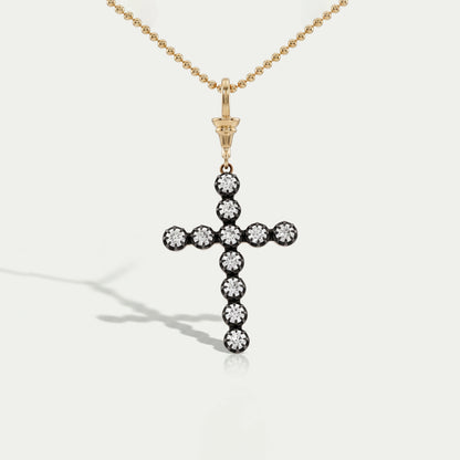 Old European Round Cut Lab Diamond Cross Pendant Necklaces
