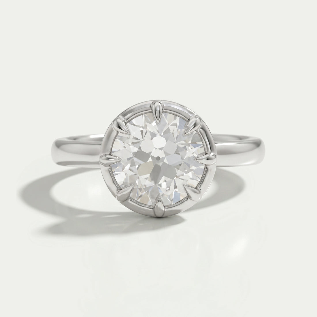 Old European Round Diamond Button Back Solitaire Ring Rings