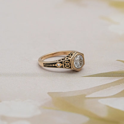 Vintage Old European Round Cut Art Deco Engagement Ring Ring