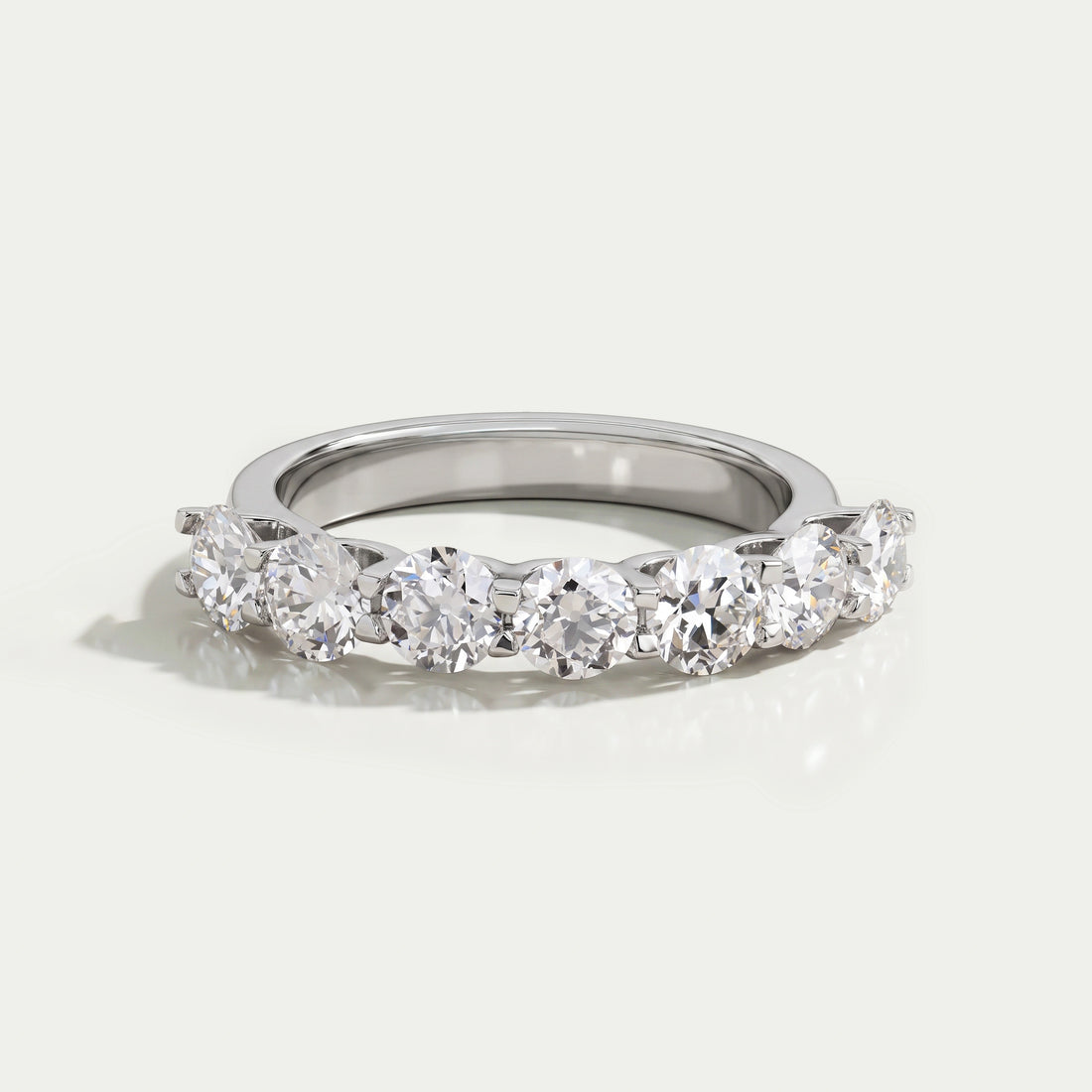 Seven Stone Old European Round Diamond Wedding Band Rings