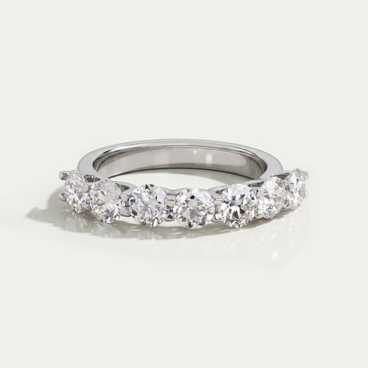 Seven Stone Old European Round Diamond Wedding Band Rings