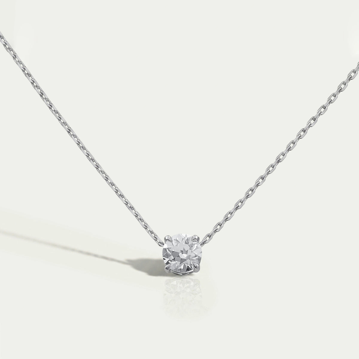 Old European Round Lab Diamond Solitaire Pendant Necklaces