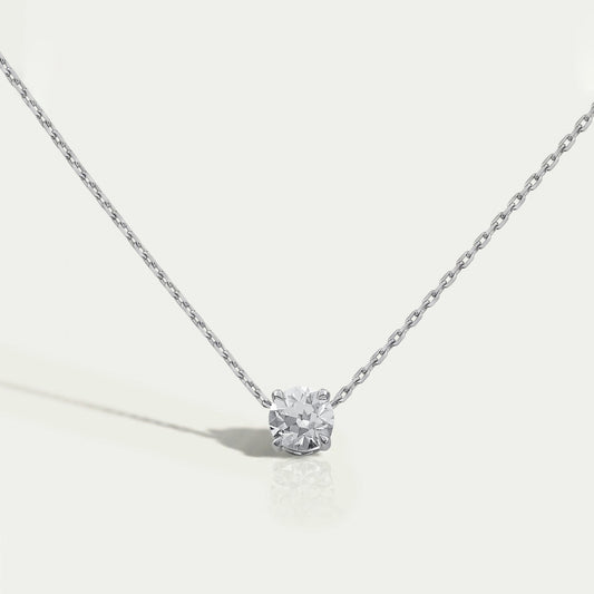 Old European Round Lab Diamond Solitaire Pendant 