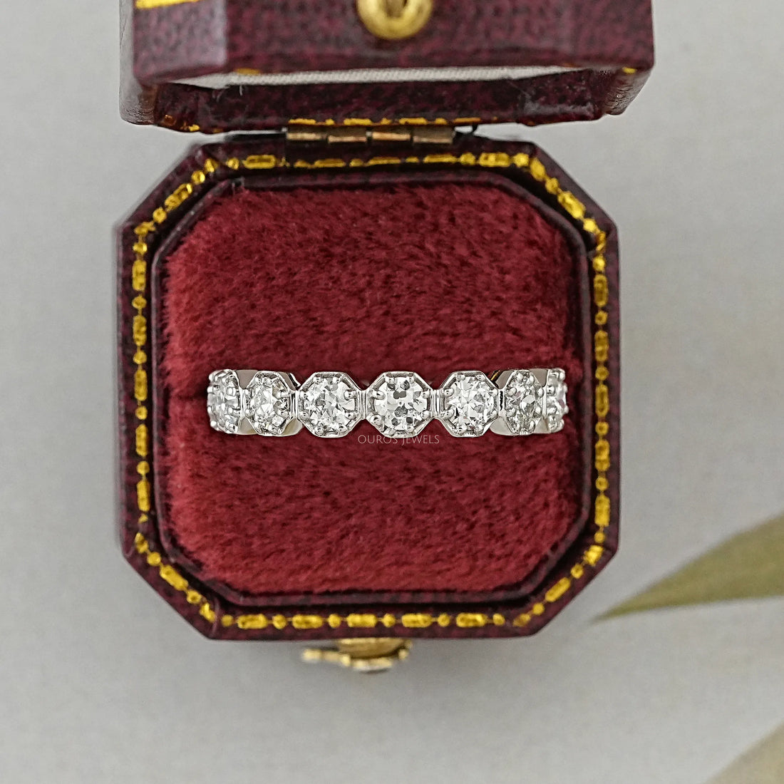 Old European Round Cut Lab Diamond Eternity Wedding Band Rings