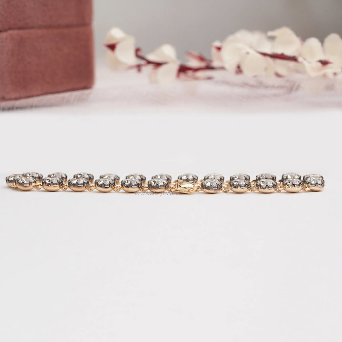 Old European Round Cut Lab Grown Diamond Tennis Bracelet - With Black Coating