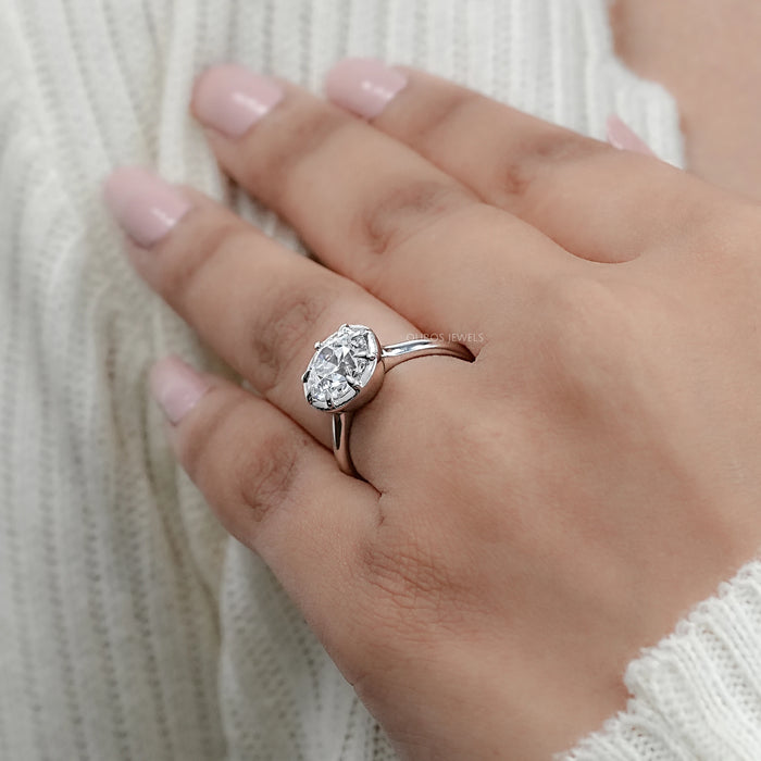 Old European Round Diamond Button Back Solitaire Ring