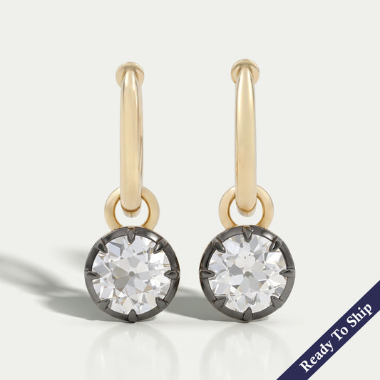 Old European Round Diamond Hoop Earrings Earring