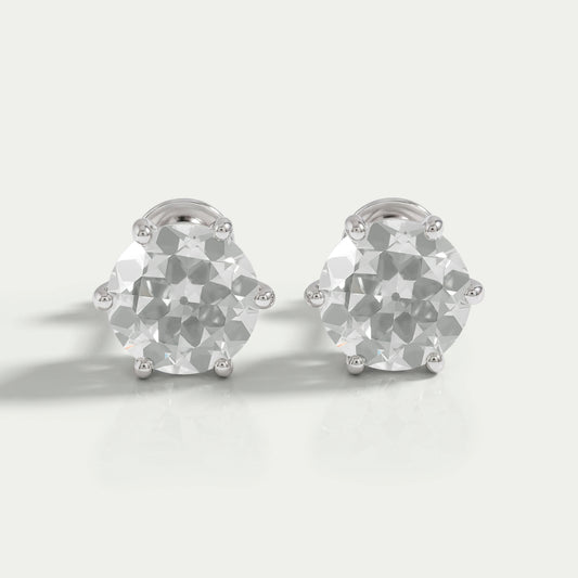 Old European Cut Round Diamond Earrings Stud