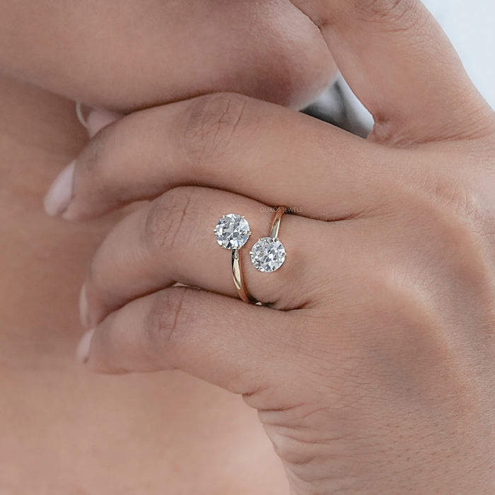 Old European Round Diamond Toi Et Moi Engagement Ring
