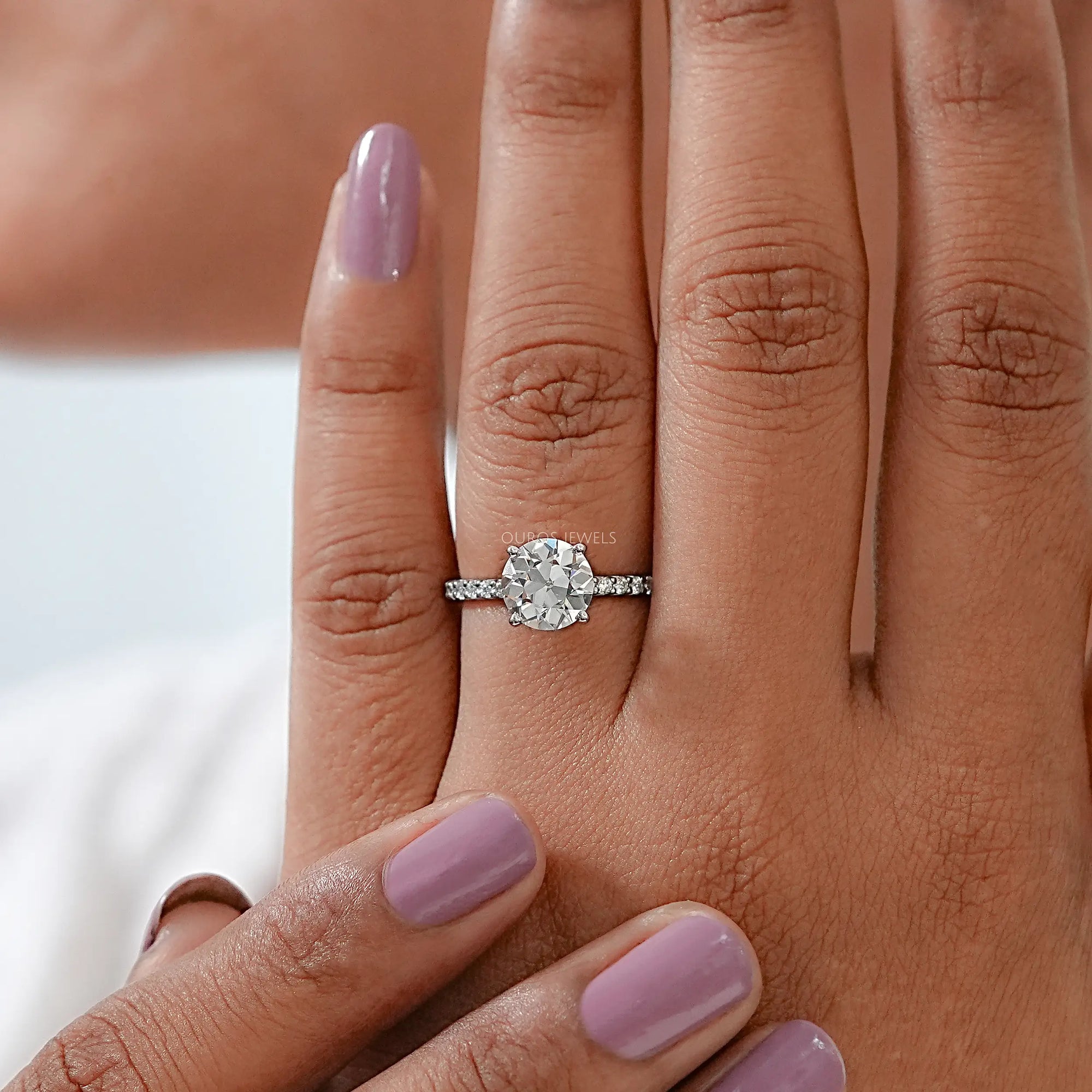 Old European Round Cut Solitaire Accent Engagement Ring Ring