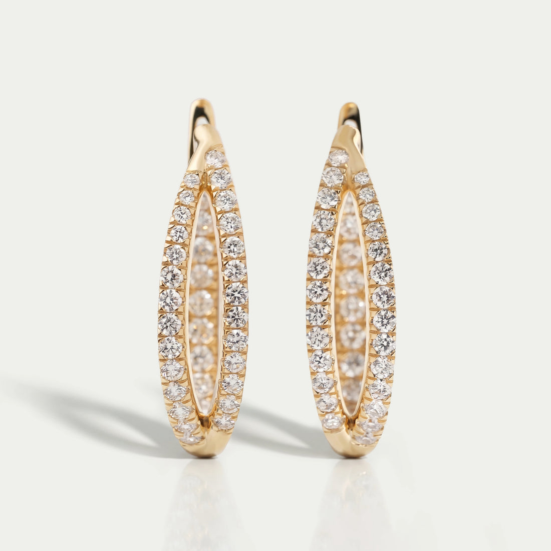 Round Cut Pave Set Duo Diamond Hoop Earrings Earring