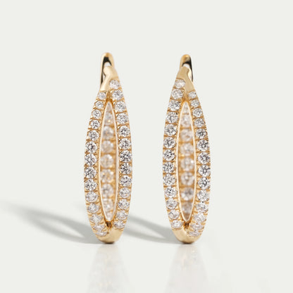 Round Cut Pave Set Duo Diamond Hoop Earrings Earring
