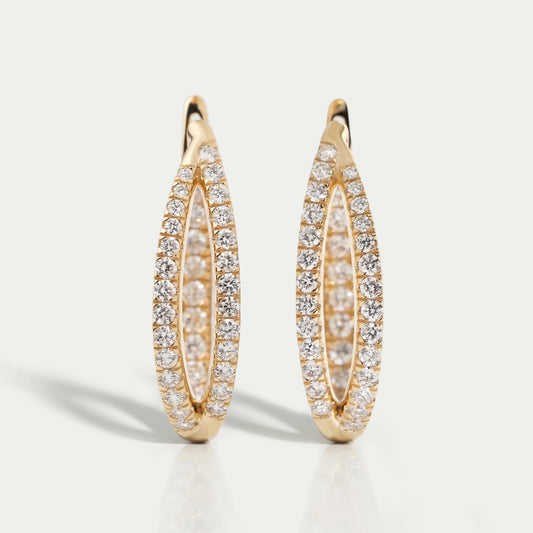 Round Diamond Double Row Earrings