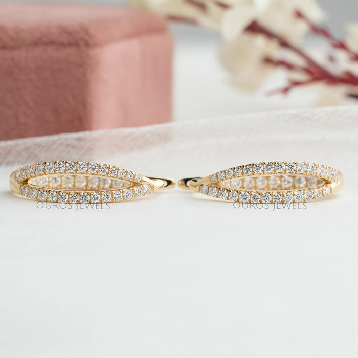 Round Diamond Double Row Earrings