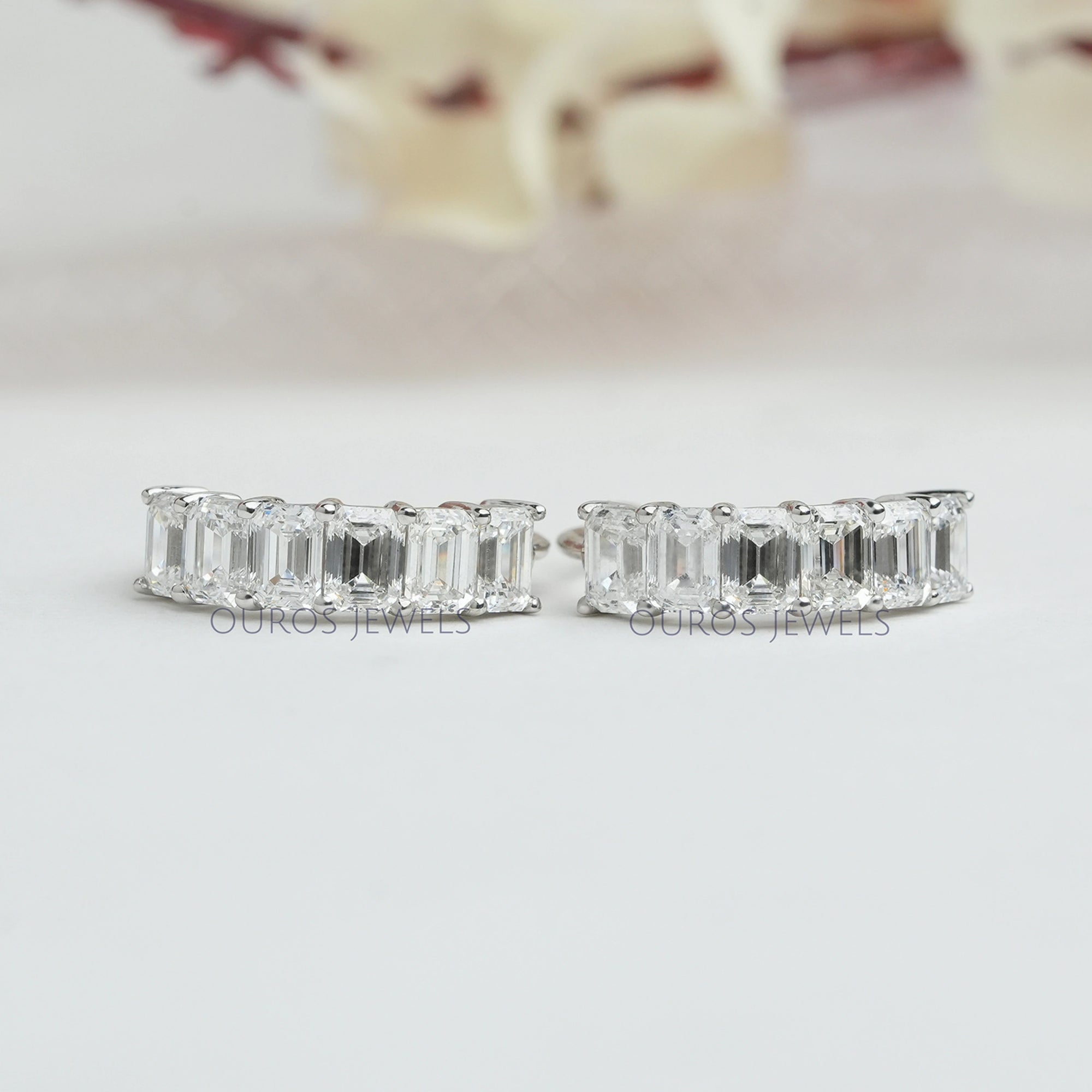 Emerald Cut Lab Grown Diamond Hoop Earrings Earring