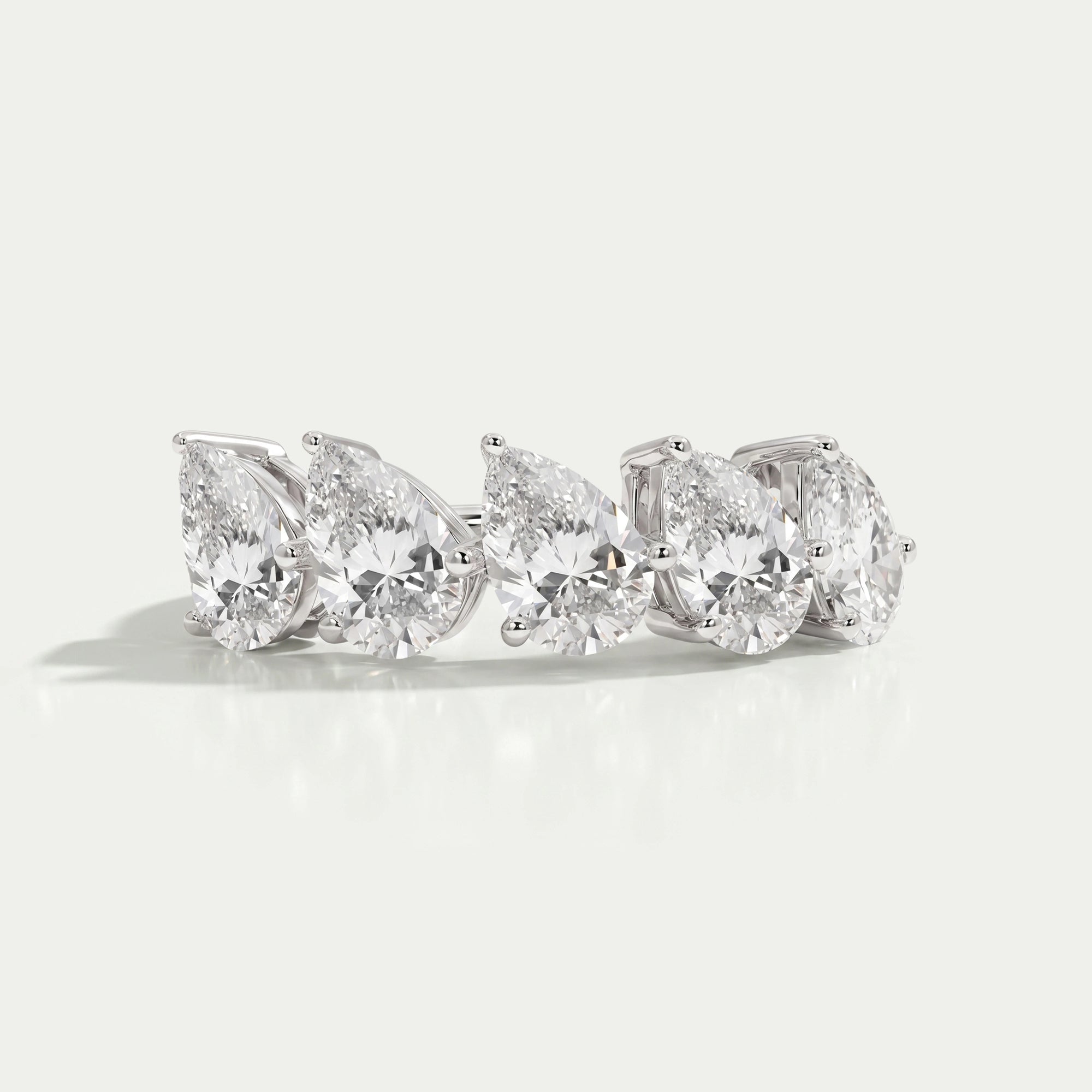 Pear Cut Five Stone Lab  Grown Diamond Dainty Ring