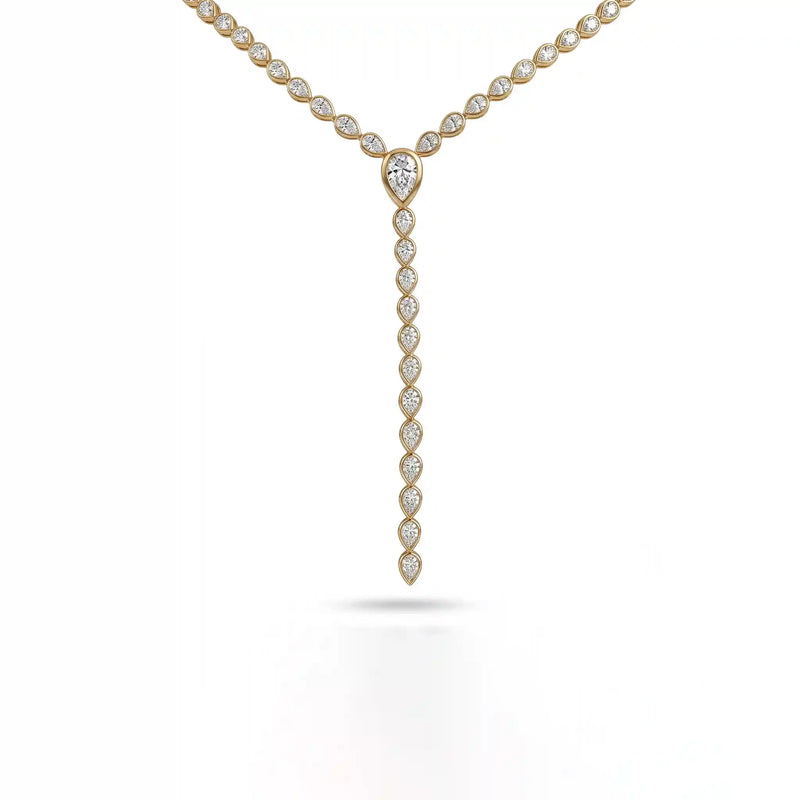 Bezel Set Pear Lab Grown Diamond Lariat Necklace
