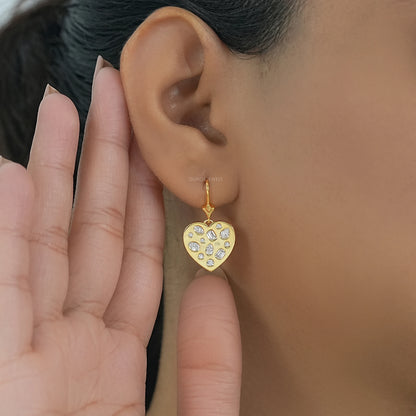 Yellow Gold Diamond Flush Set Dangle Earrings Earrings