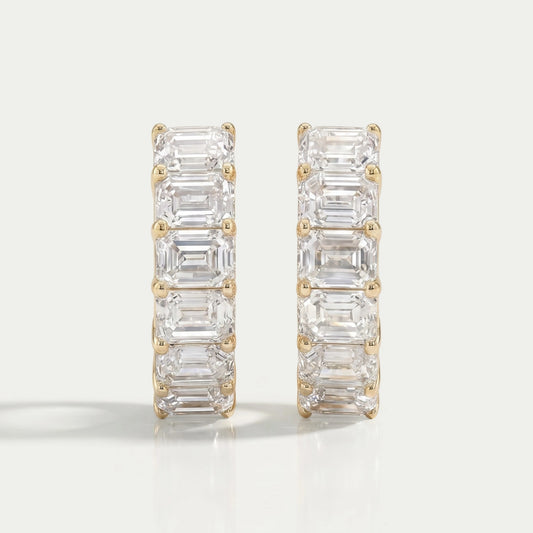 Emerald Cut Lab Grown Diamond Loop Earrings
