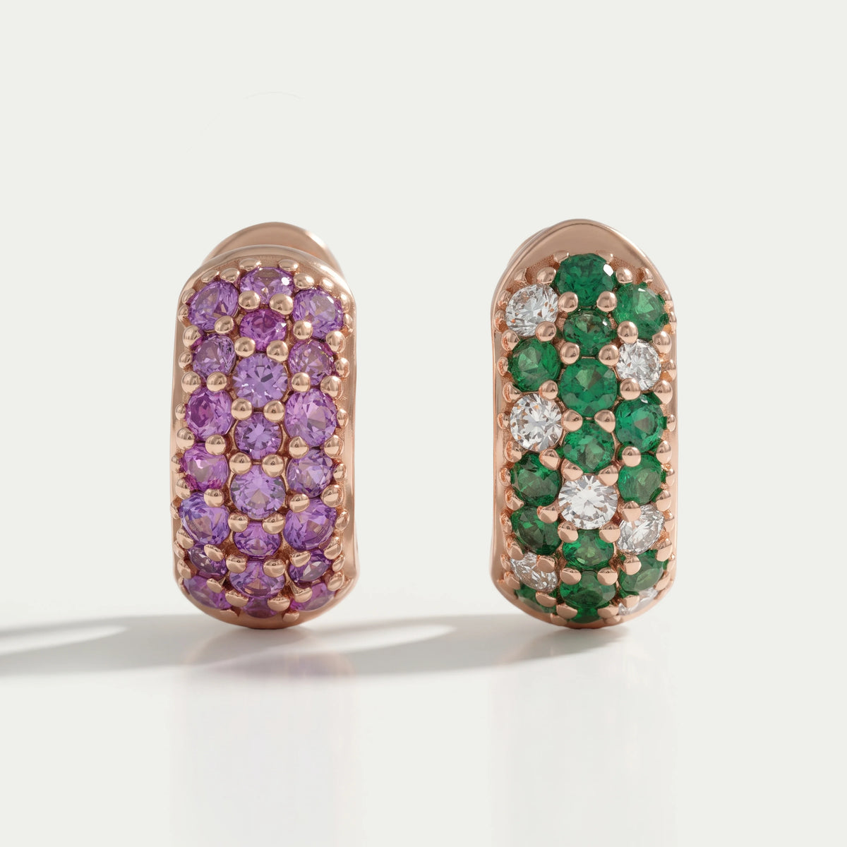 Natural Gemstone Pave Huggie Hoop Earrings Earring