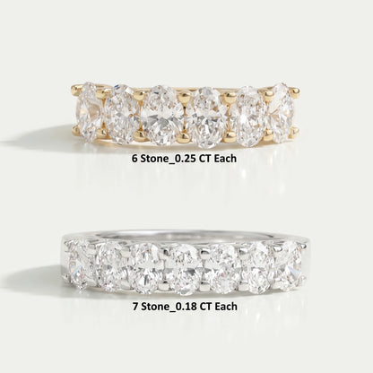 Oval Cut Lab Diamond Wedding Band Rings