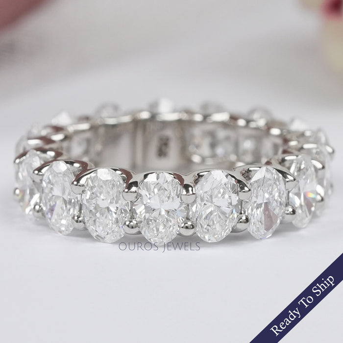 Oval Diamond Eternity Band, Platinum Wedding Band