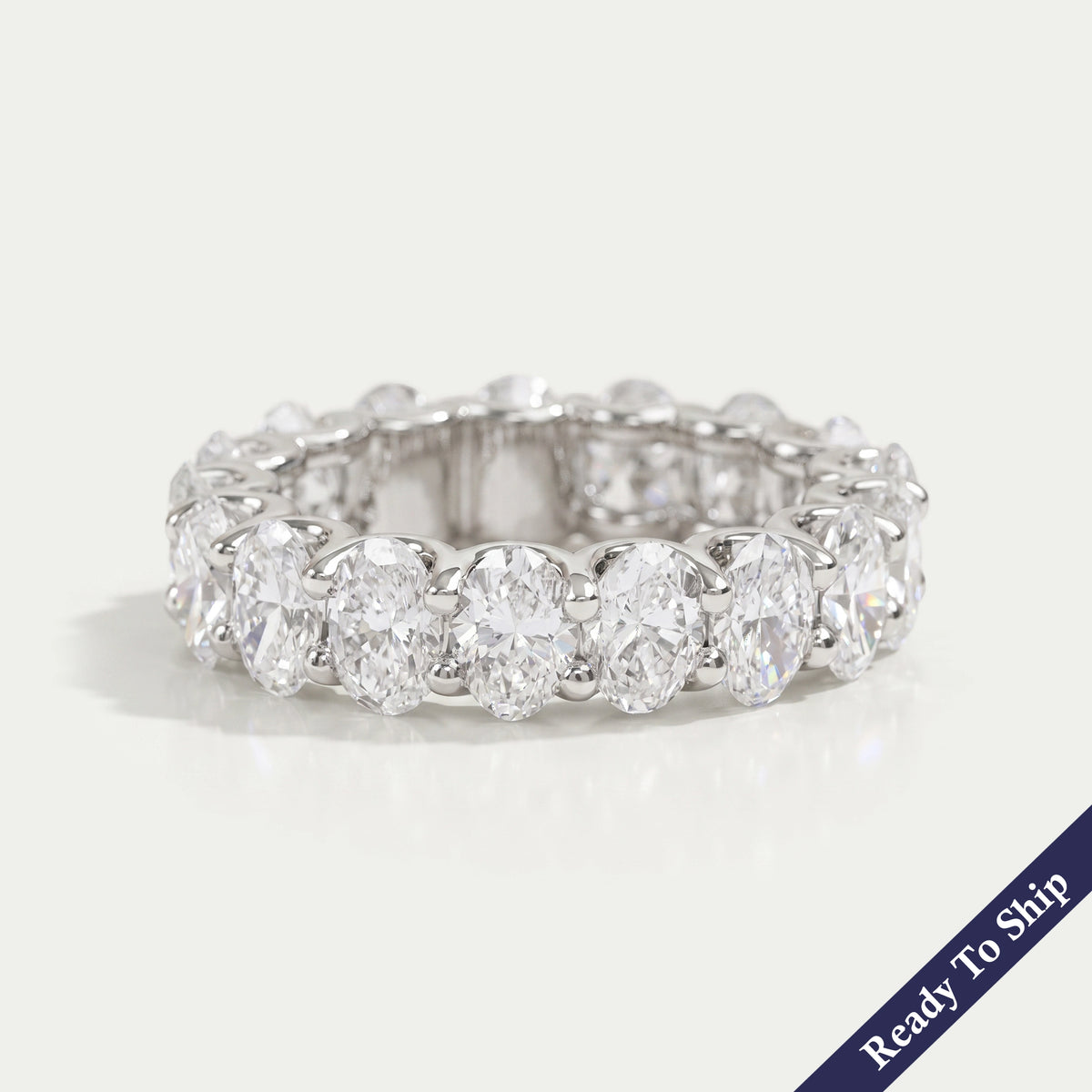 Oval Diamond Eternity Band, Platinum Wedding Band Rings