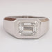 front view of emerald cut lab diamond men's white gold wedding band